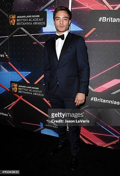 Actor Ed Westwick attends the 2015 British Academy Britannia Awards at The Beverly Hilton Hotel on October 30, 2015 in Beverly Hills, California.