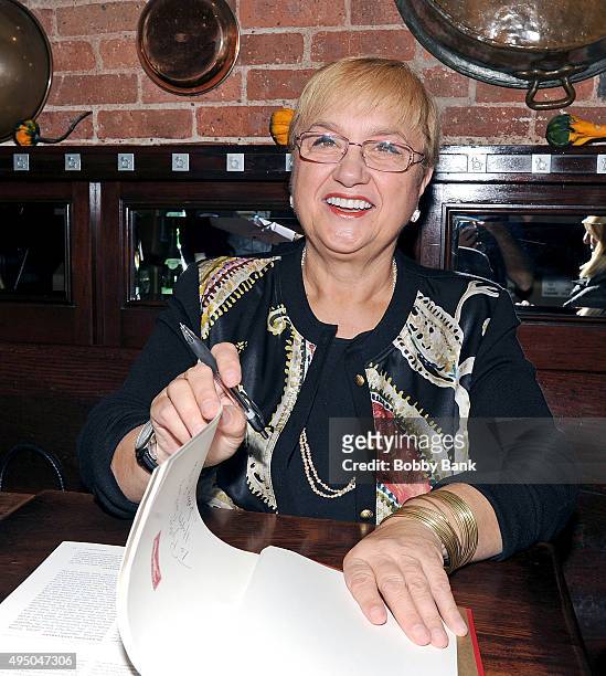 Lidia Bastianich promotes her book "Lidia's Mastering The Art of Italian Cuisine" at her book signing at Becco Restaurant on October 30, 2015 in New...