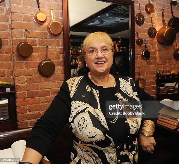 Lidia Bastianich promotes her book "Lidia's Mastering The Art of Italian Cuisine" at her book signing at Becco Restaurant on October 30, 2015 in New...