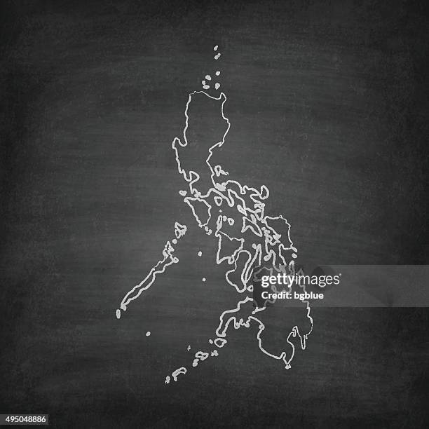 philippines map on blackboard - chalkboard - philippine map drawing stock illustrations