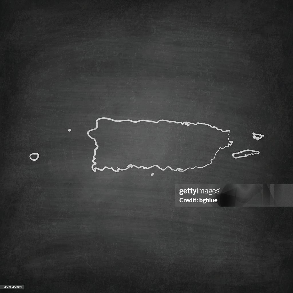 Puerto Rico Map on Blackboard - Chalkboard