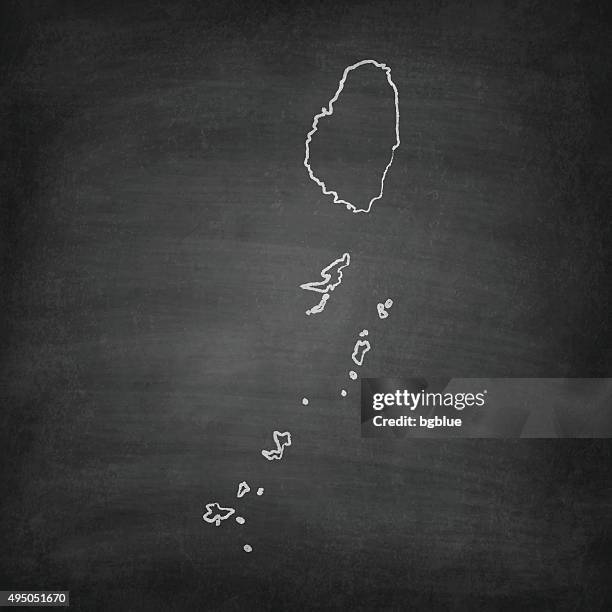 saint vincent and the grenadines map on blackboard - chalkboard - tobago cays grenadines stock illustrations