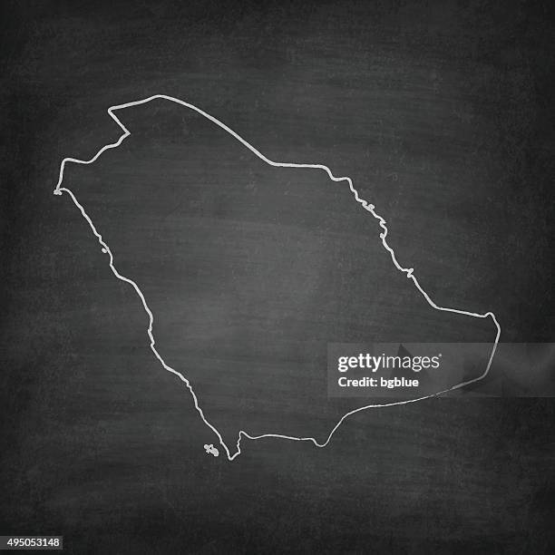 saudi arabia map on blackboard - chalkboard - riyadh stock illustrations