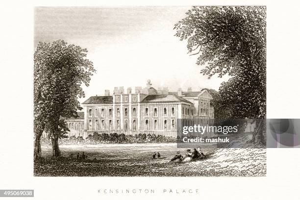 kensington palace, london 19 century - chelsea stock illustrations