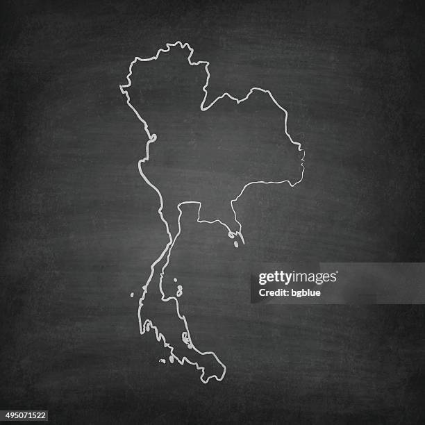 thailand map on blackboard - chalkboard - chalk drawing stock illustrations