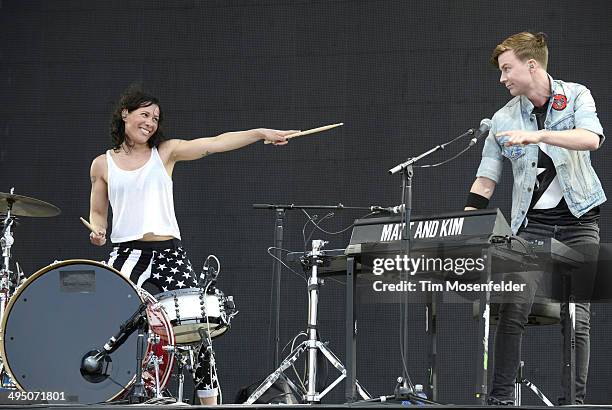 Kim Schifino and Matt Johnson of Matt & Kim perform during the Bottlerock Music Festival at the Napa Valley Expo on May 31, 2014 in Napa, California.