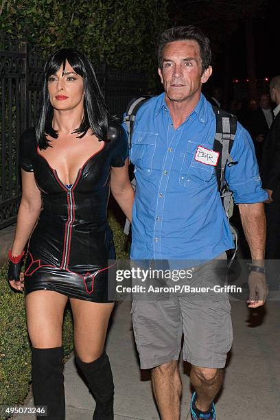 Jeff Probst and his wife Lisa Ann Russell are seen celebrating Halloween in Beverly Hills on October 30, 2015 in Los Angeles, California.