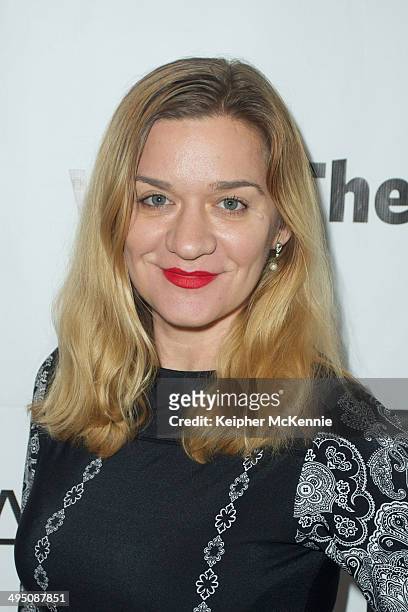 Actress Moira Cue attends the Living Dot Com summit and world premiere at Writers Guild Theater on May 31, 2014 in Beverly Hills, California.