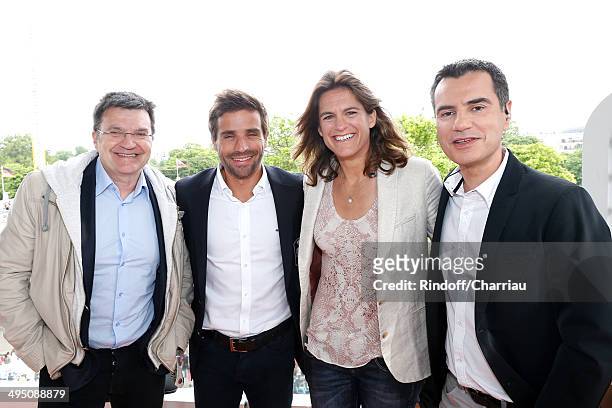 France TV journamlist Patrick Montel, French Davis Cup Arnaud Clement, Roland Garros TV host for France Television and French Fed Cup captain Amelie...