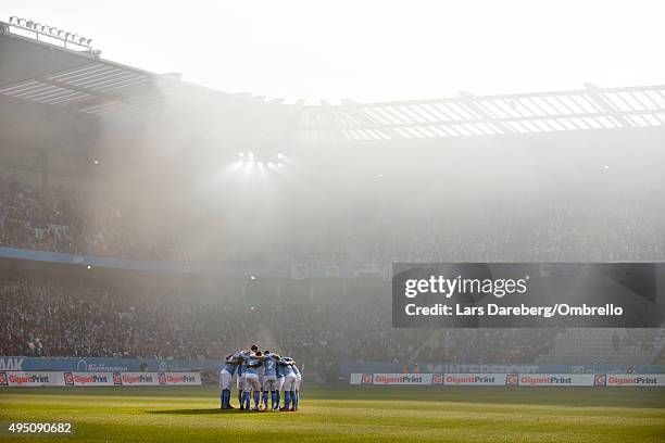 Malmo FF preparing the match between Malmo FF and IFK Norrkoping at Swedbank Stadion on October 31, 2015 in Malmo, Sweden.