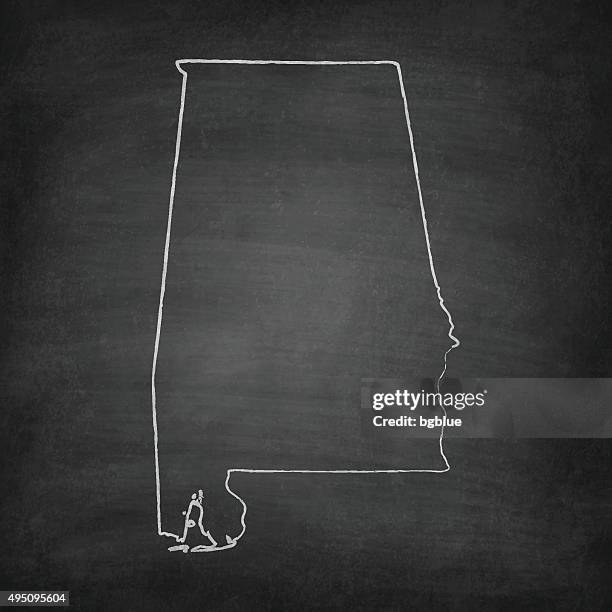 alabama map on blackboard - chalkboard - birmingham alabama stock illustrations