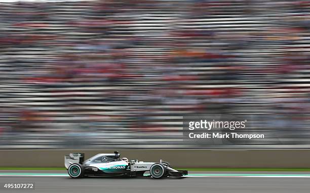 Lewis Hamilton of Great Britain and Mercedes GP drives during final practice for the Formula One Grand Prix of Mexico at Autodromo Hermanos Rodriguez...
