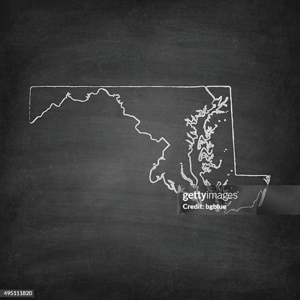 maryland map on blackboard - chalkboard - maryland stock illustrations