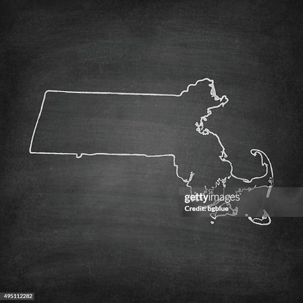 massachusetts map on blackboard - chalkboard - massachusetts state stock illustrations