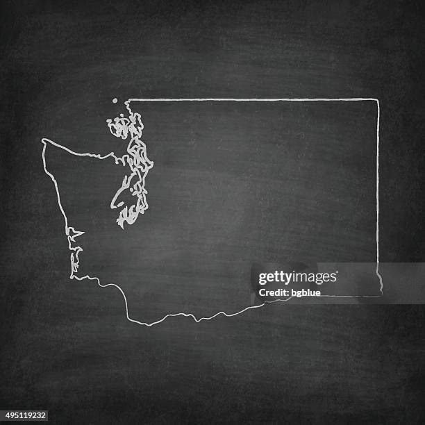 washington map on blackboard - chalkboard - chalk border stock illustrations