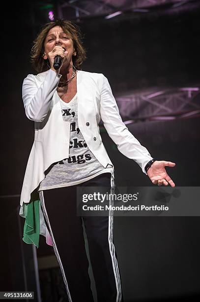 Italian singer-songwriter Gianna Nannini seen from the side during the concert at Mediolanum Forum in Assago for her HITALIA.ROCKS. Milan , 15th May...