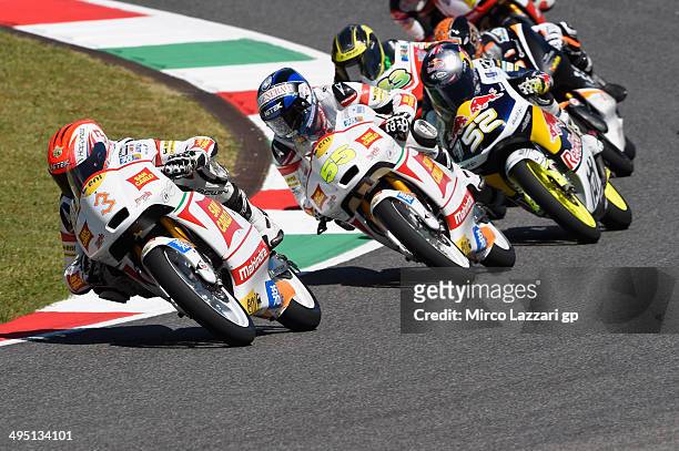Matteo Ferrari of Italy and San Carlo Team Italia leads the field during the Moto3 race during the MotoGp of Italy - Race at Mugello Circuit on June...