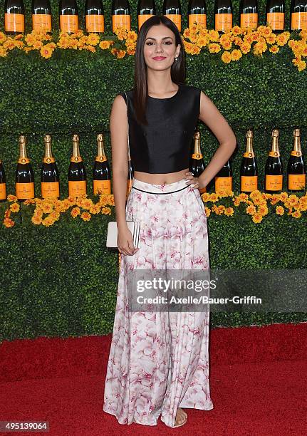 Actress Victoria Justice arrives at the Sixth-Annual Veuve Clicquot Polo Classic, Los Angeles at Will Rogers State Historic Park on October 17, 2015...