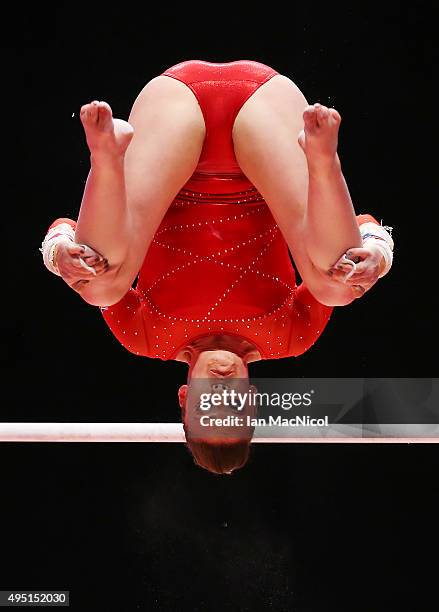 Ruby Harrold of Great Britain competes on the Uneven Bars during day nine of World Artistic Gymnastics Championships at The SSE Hydro on October 31,...