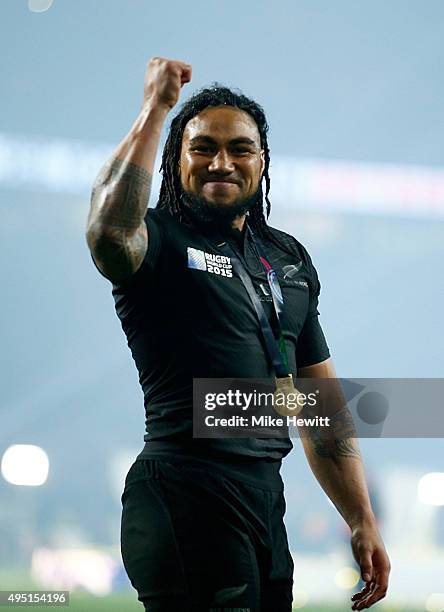 Ma'a Nonu of New Zealand celebrates following the 2015 Rugby World Cup Final match between New Zealand and Australia at Twickenham Stadium on October...