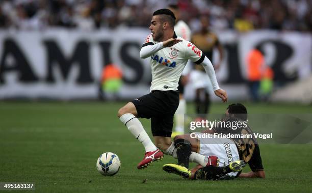 Bruno Henrique of Corinthians fights for the ball with Edilson of Botafogo during the match between Corinthians and Botafogo for the Brazilian Series...