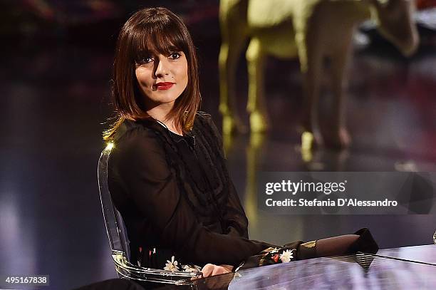 Ambra Angiolini attends 'Che Fuori Che Tempo Che Fa' Tv Show on October 31, 2015 in Milan, Italy.