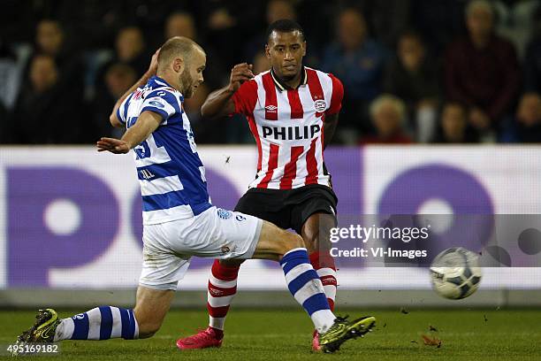 , Nathaniel Will of De Graafschap, Luciano Narshingh of PSV during the Dutch Eredivisie match between De Graafschap and at the Vijverberg on October...