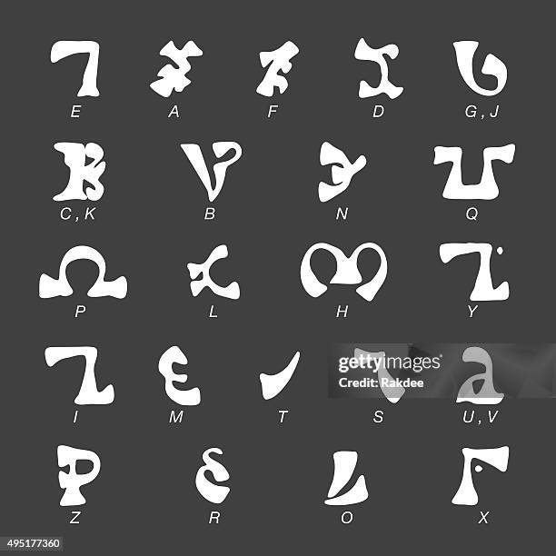 enochian alphabet icons - white series - illuminato stock illustrations
