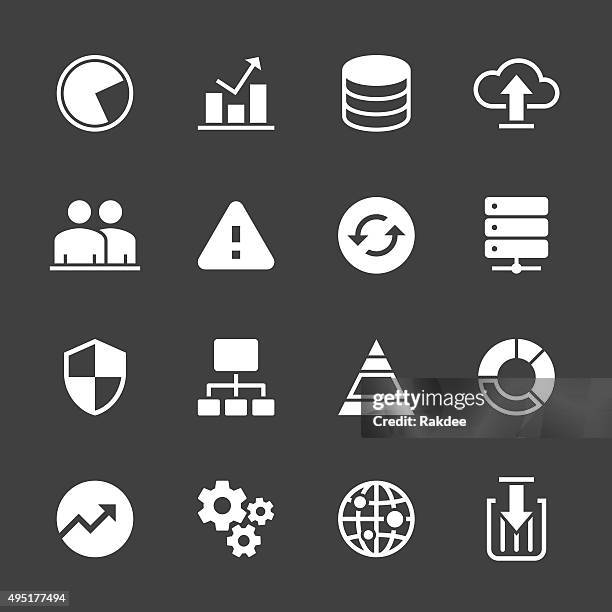 database management icons - white series - solid waste management stock illustrations