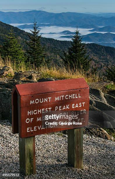 The view from the top of Mount Mitchell, the tallest peak east of the Mississippi River, is seen on October 6, 2015 near Asheville, North Carolina....