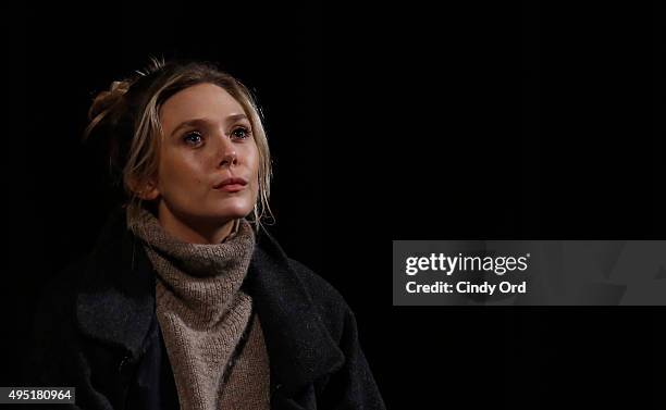 Actress Elizabeth Olsen speaks on stage during Q&A for "I Saw The Light" at Trustees Theater during Day Eight of 18th Annual Savannah Film Festival...