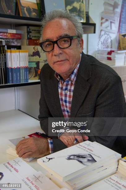 Writer Juan Jose Millas attends a book signing during 'Books Fair 2014' at the Retiro Park on June 1, 2014 in Madrid, Spain.