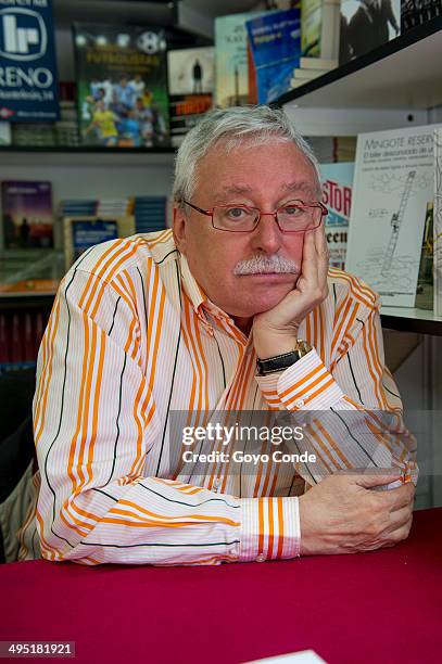 Writer Joaquin Leguina attends a book signing during 'Books Fair 2014' at the Retiro Park on June 1, 2014 in Madrid, Spain.