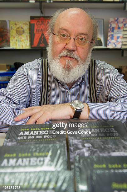 Writer Jose Luis Cuerda attends a book signing during 'Books Fair 2014' at the Retiro Park on June 1, 2014 in Madrid, Spain.