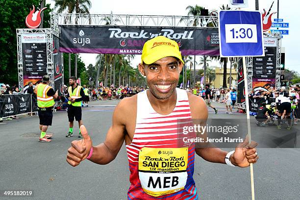 Boston Marathon winner Med Keflezighi participates in the Suja Rock 'n' Roll San Diego Marathon & Half Marathon to benefit the Leukemia & Lymphoma...