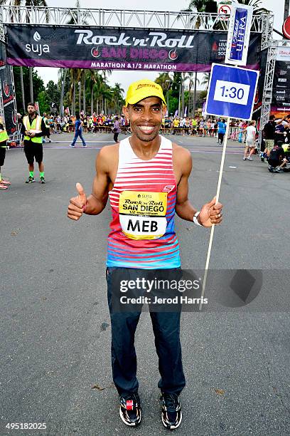 Boston Marathon winner Med Keflezighi participates in the Suja Rock 'n' Roll San Diego Marathon & Half Marathon to benefit the Leukemia & Lymphoma...