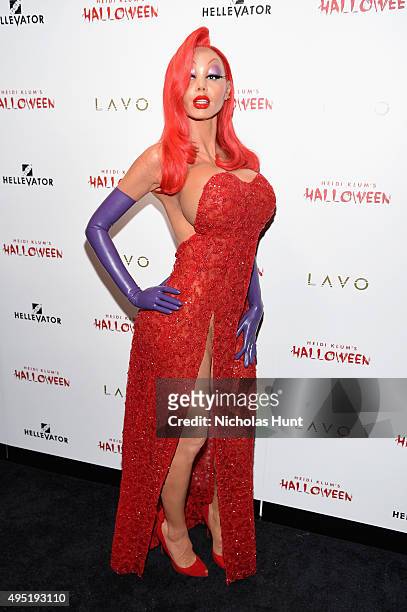 Heidi Klum attends Heidi Klum's 16th Annual Halloween Party sponsored by GSN's Hellevator And SVEDKA Vodka At LAVO New York on October 31, 2015 in...