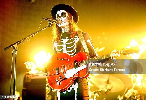 James Bay performs at Vevo Halloween party at Victoria Warehouse on October 31, 2015 in Manchester, England.