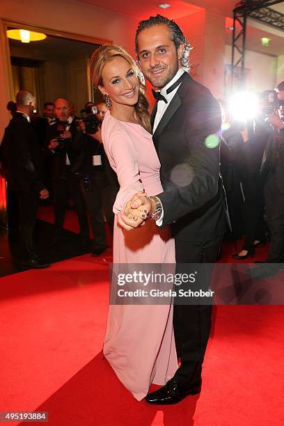 Caroline Beil and her partner Philipp Sattler during the Leipzig Opera Ball 2015 on October 31, 2015 in Leipzig, Germany.