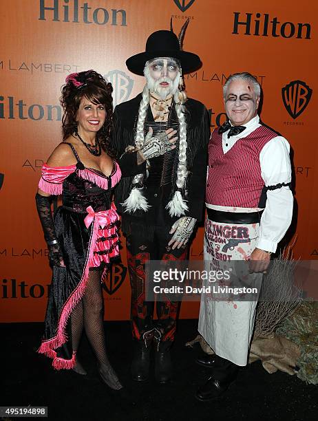 Singer Adam Lambert and mother Leila Lambert attend Adam Lambert's Ghost Town Halloween party hosted by Hilton@PLAY at The Beverly Hilton Hotel on...