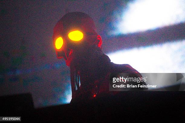 Musician Flying Lotus performs at the 2015 HARD Day of the Dead Festival at Fairplex on October 31, 2015 in Pomona, California.
