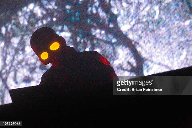 Musician Flying Lotus performs at the 2015 HARD Day of the Dead Festival at Fairplex on October 31, 2015 in Pomona, California.
