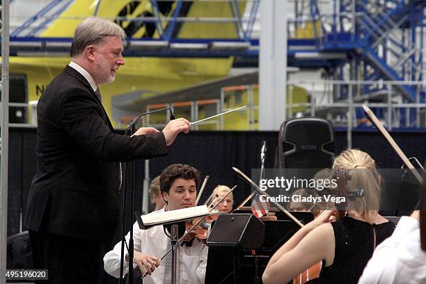 Collin Touchin conducts the Lufthansa Orchestra in Concert at LTPR facilities on October 31, 2015 in Aguadilla, Puerto Rico.