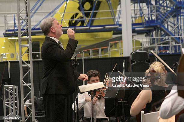 Collin Touchin conducts the Lufthansa Orchestra in Concert at LTPR facilities on October 31, 2015 in Aguadilla, Puerto Rico.