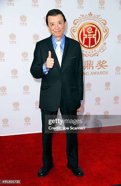 Actor James Hong poses in the press room during the Huading Film Awards on June 1, 2014 at Ricardo Montalban Theatre in Los Angeles, California....