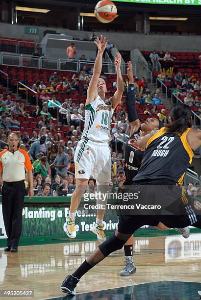 Sue Bird of the Seattle Storm shoots against the Tulsa Shock during the game on June 1,2014 at Key Arena in Seattle, Washington. NOTE TO USER: User...