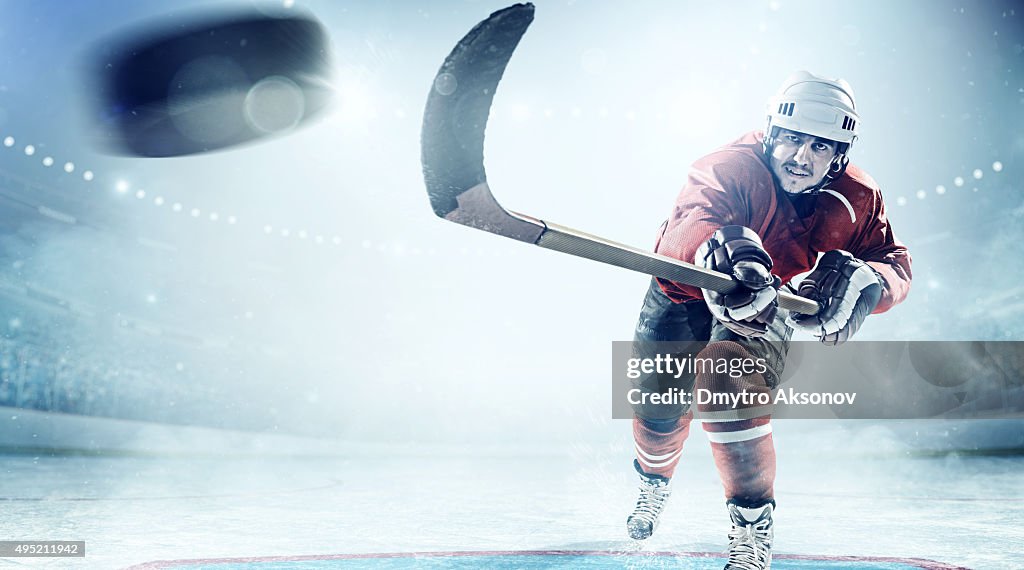 Ice hockey players in action