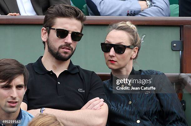 Audrey Lamy and her boyfriend Thomas Sabatier attend Day 8 of the French Open 2014 held at Roland-Garros stadium on June 1, 2014 in Paris, France.