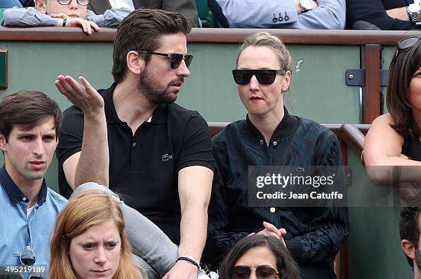 Audrey Lamy and her boyfriend Thomas Sabatier attend Day 8 of the French Open 2014 held at Roland-Garros stadium on June 1, 2014 in Paris, France.