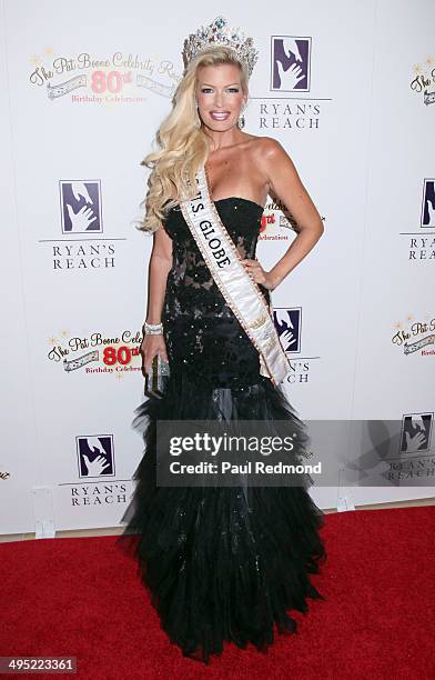 Mrs. U.S. Globe 2014, Deana Avila-Linn arriving at the Pat Boone 80th Birthday Celebrity Roast at The Beverly Hilton Hotel on June 1, 2014 in Beverly...